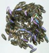 100 3x11mm Matte Transparent Black Diamond AB Dagger Beads